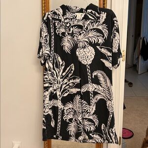 H&M Black and White Tropical Print Cotton Dress